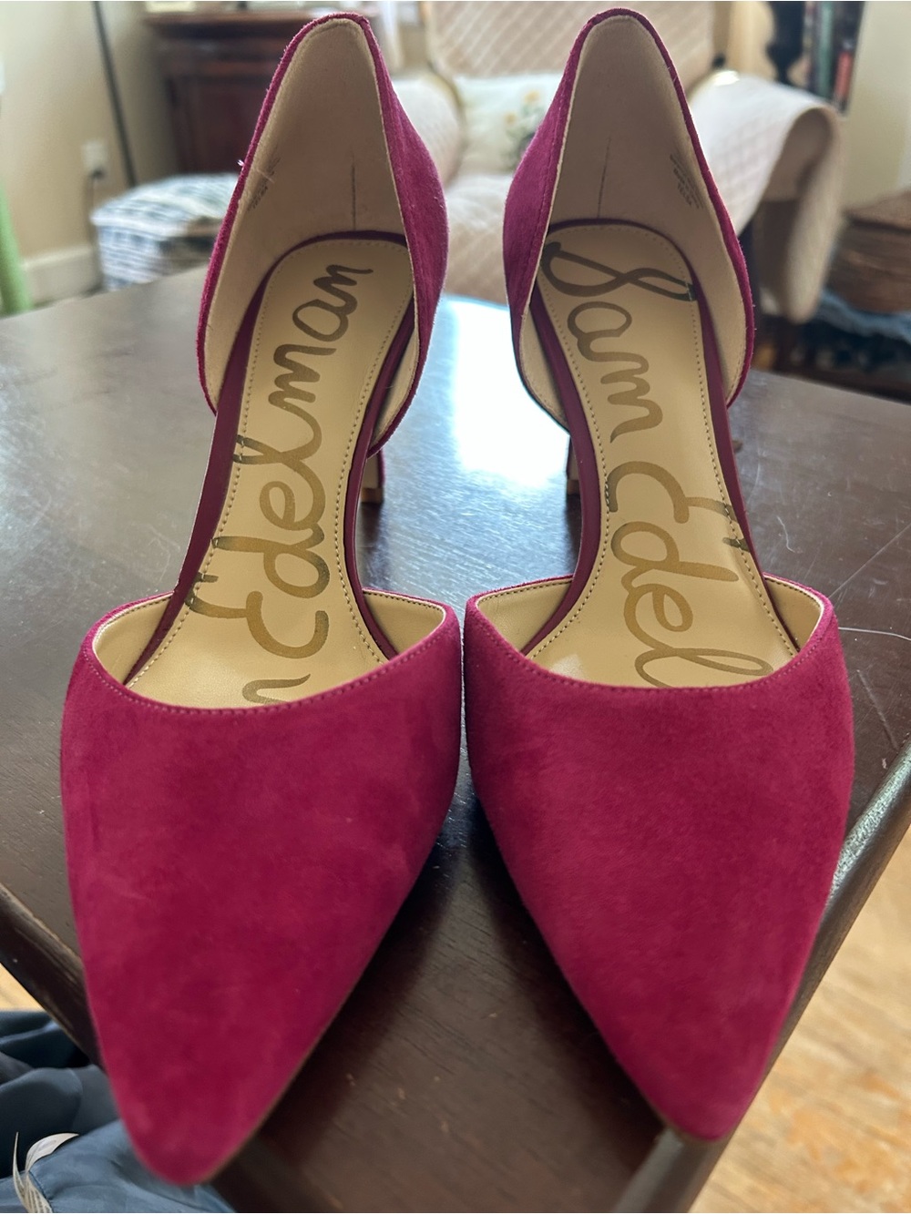 Sam Edelman Fuchsia Suede D'Orsay Pointed Pumps size 7